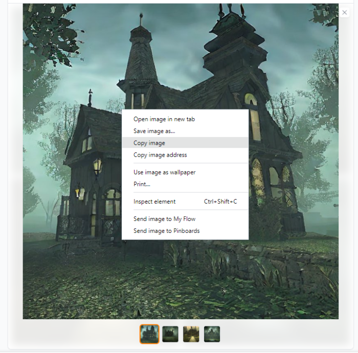 Choosing one of the 4 dark manor pictures for my game
