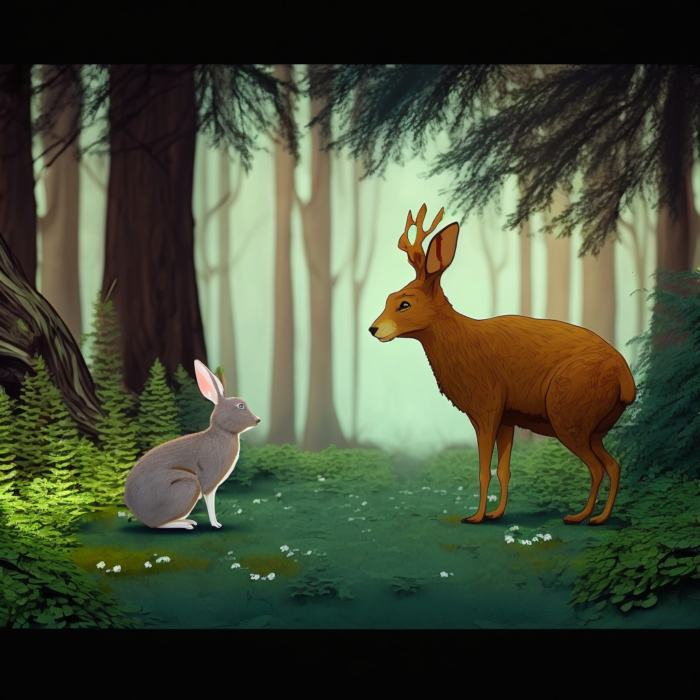 A picture of a rabbit and a deer for the aformentioned story.
