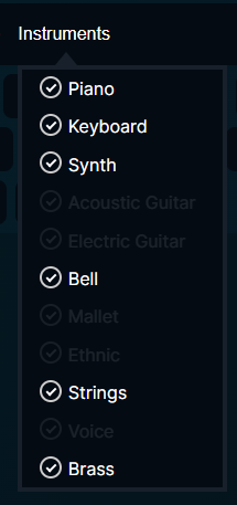 List of instruments I can disable or not.