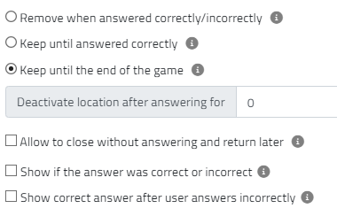 Additional settings
Only tick "Keep until the end of the game"