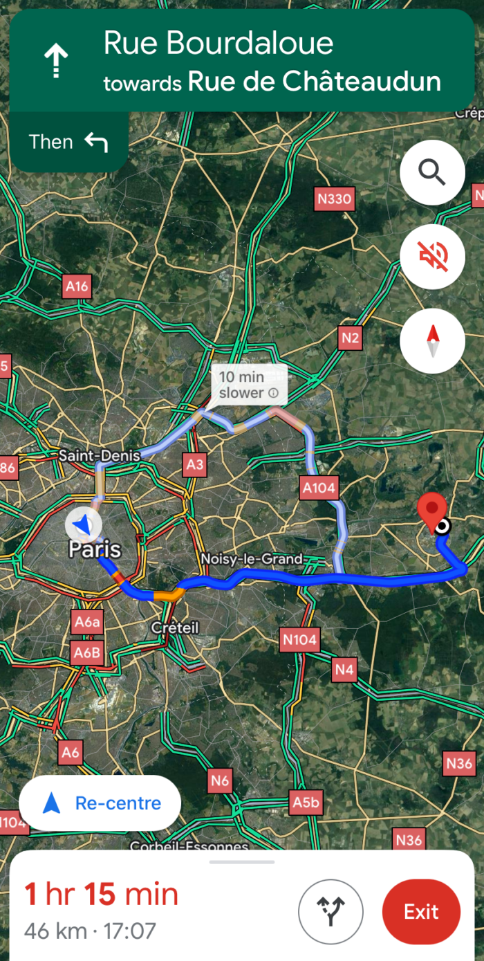 Google Map screenshot: The GPS