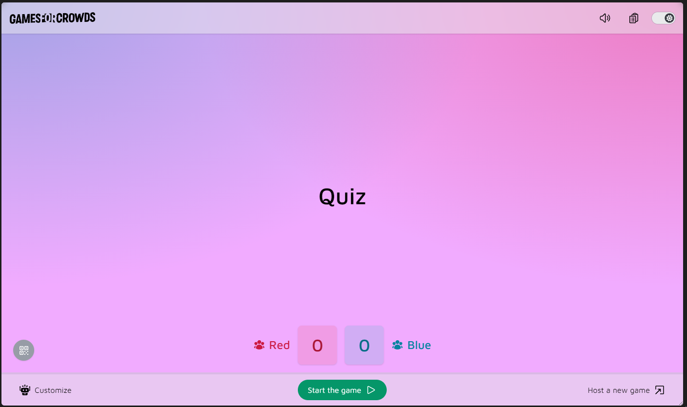 Screenshot of the Quiz game