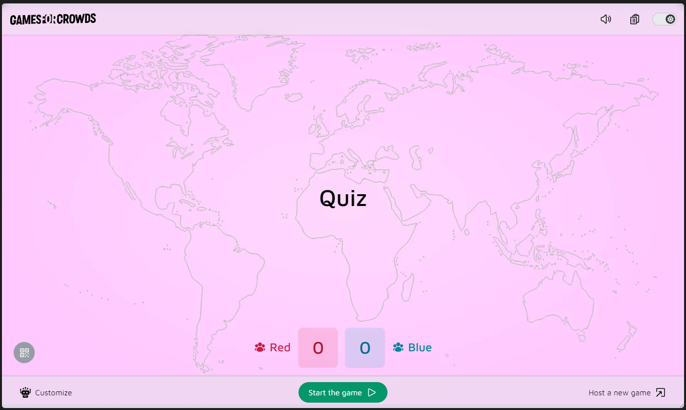 Quizz game with the background picture set previously