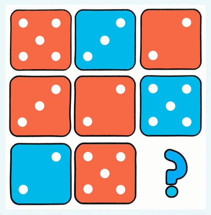 visual riddle: series of dice