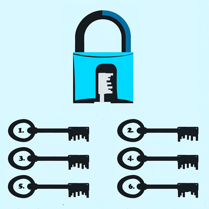 visual riddle with a padlock and keys