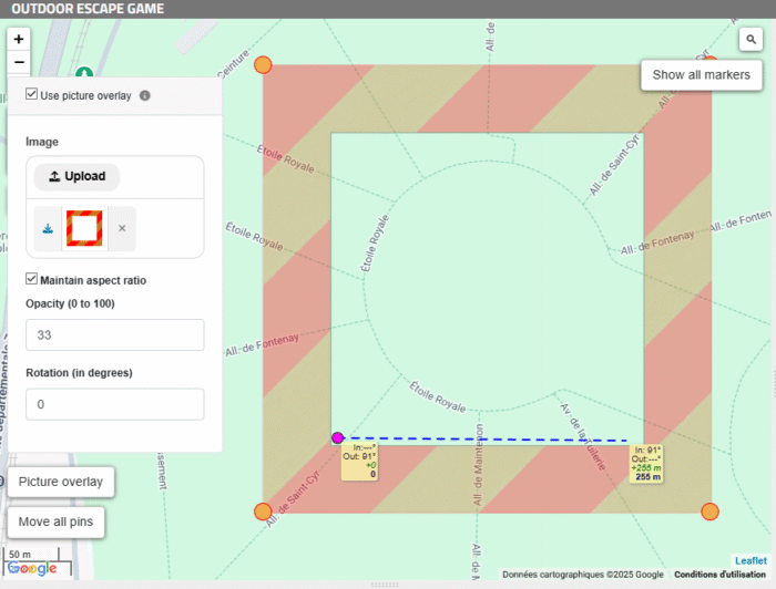 Set the limit of your area when you Create an outdoor escape game
