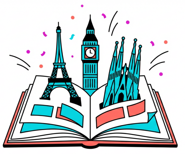 Pop-up book representing a mobile phone tour